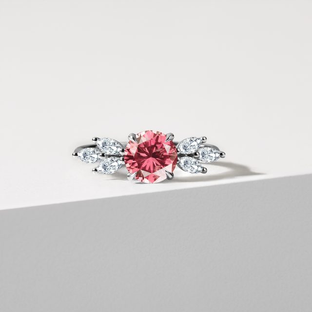 1CT LAB GROWN PINK DIAMOND RING IN WHITE GOLD - RINGS WITH LAB-GROWN DIAMONDS - 