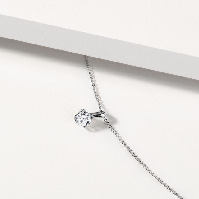 WHITE GOLD NECKLACE WITH 1CT LAB GROWN DIAMOND - DIAMOND NECKLACES - 