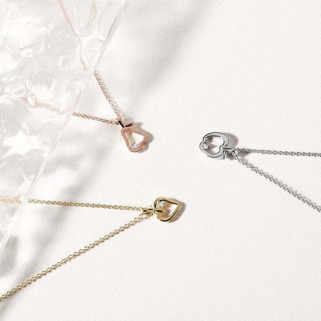 BIRNENHALSKETTE AUS ROSÉGOLD - KETTEN MIT DIAMANTEN - 