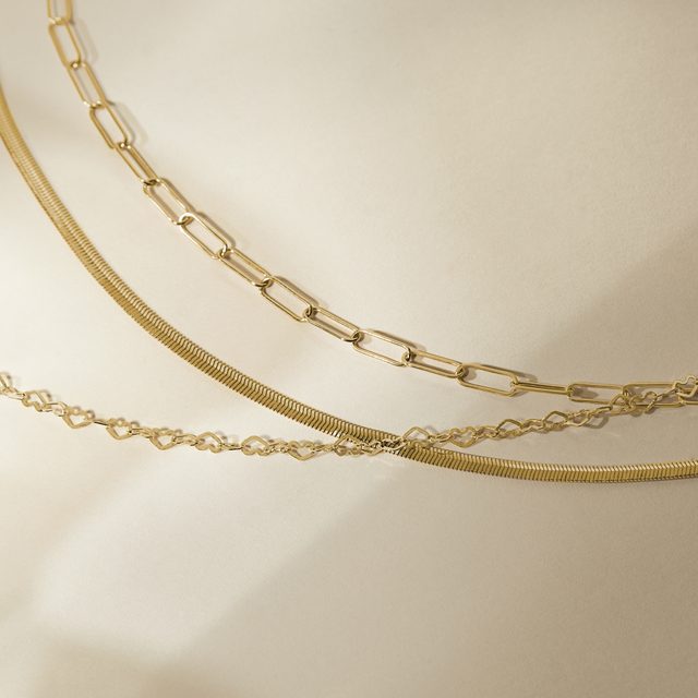 42 CM FLAT SNAKE CHAIN IN 14K YELLOW GOLD - GOLD CHAINS - 