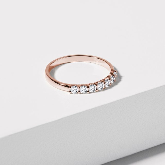 DIAMANTOVÝ PRSTEŇ Z RUŽOVÉHO ZLATA - SVADOBNÉ OBRÚČKY DÁMSKE - 