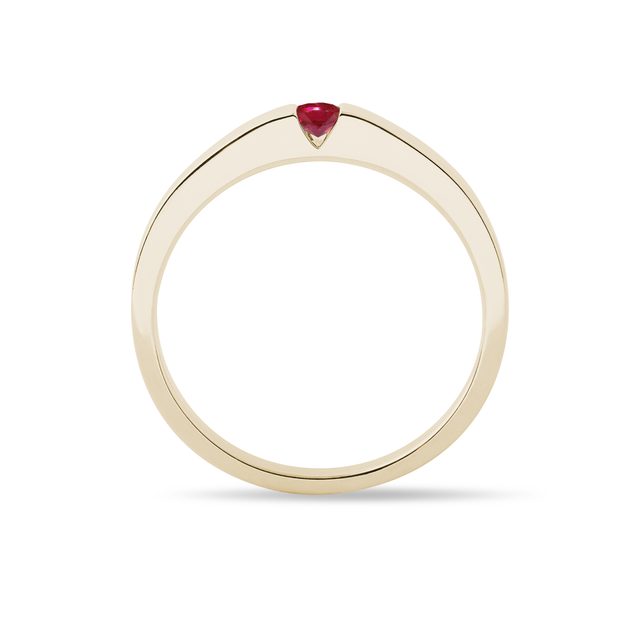 BAGUE POUR FEMME MINIMALISTE EN OR JAUNE AVEC RUBIS - BAGUES DE FIANÇAILLES EN RUBIS - 