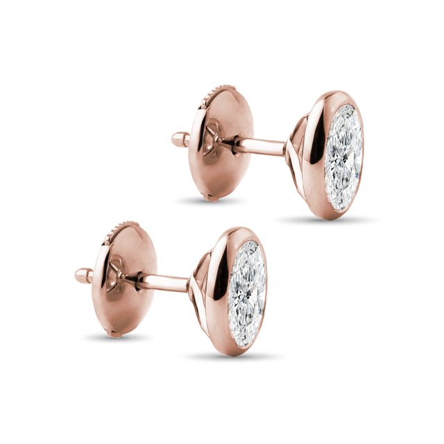 OHRRINGE MIT OVALEN LABOR-DIAMANTEN IN ROSÉGOLD - OHRSTECKER DIAMANT - 