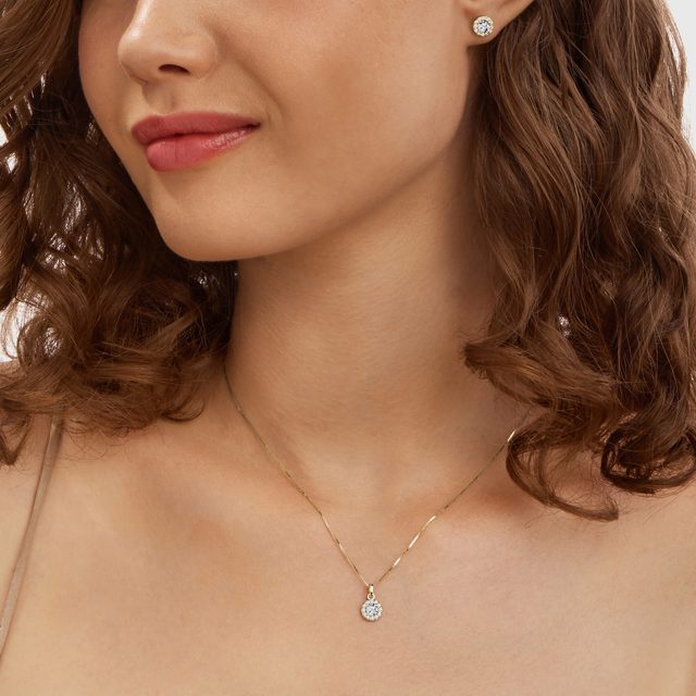 SET AUS DIAMANTOHRRINGEN UND HALSKETTE IN GOLD - SCHMUCK SETS DIAMANT - 