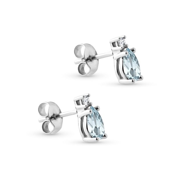 AQUAMARINE AND DIAMOND EARRINGS IN WHITE GOLD - AQUAMARINE EARRINGS - 