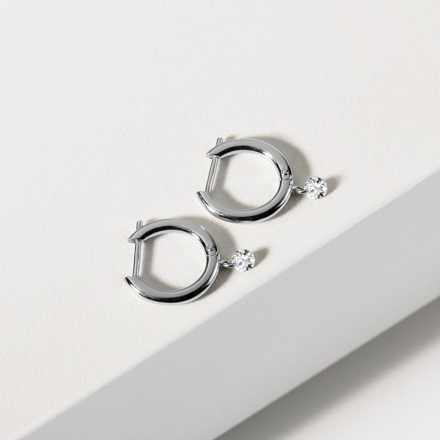 NÁUŠNICE KRUHY S LABORATORNÍM DIAMANTEM V BÍLÉM ZLATĚ - DIAMANTOVÉ NÁUŠNICE - 