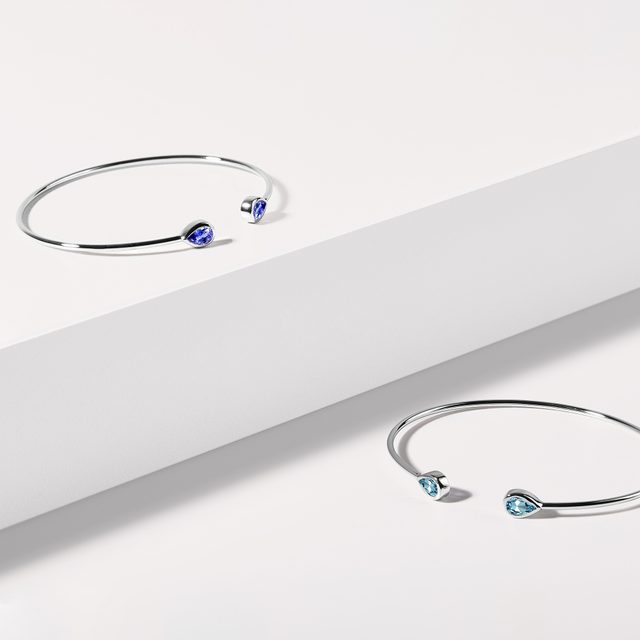TANZANITE CUFF BRACELET IN WHITE GOLD - BANGLES & CUFF BRACELETS - 