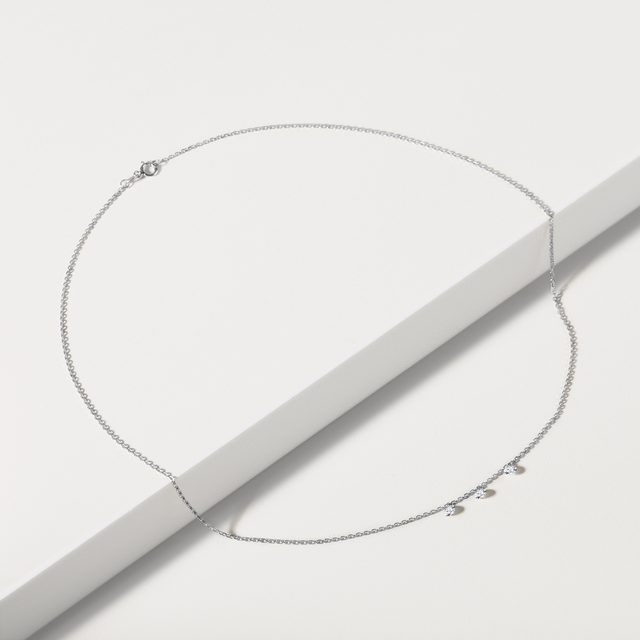 COLLIER EN OR BLANC ET DIAMANTS DE SYNTHÈSES - COLLIERS AVEC DIAMANTS - 