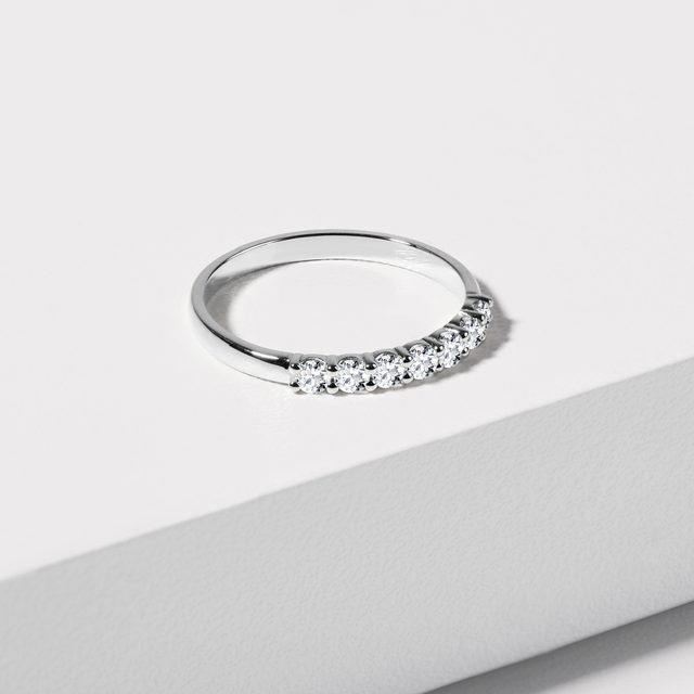 DIAMANTOVÝ PRSTEŇ Z BIELEHO ZLATA - SVADOBNÉ OBRÚČKY DÁMSKE - 