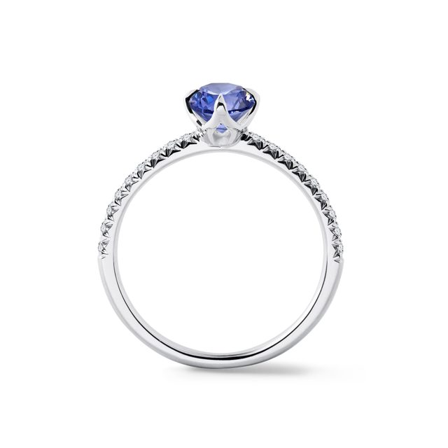 PIERŚCIONEK Z SZAFIREM W BIAŁYM ZŁOCIE - PIERŚCIONKI ZARĘCZYNOWE Z SZAFIREM - 