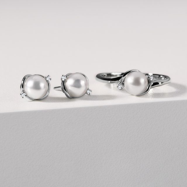RING MIT PERLE UND BRILLANTEN IN WEISSGOLD - PERLEN RINGE - 