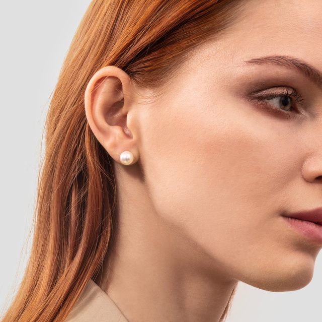 PECKY ZE ŽLUTÉHO ZLATA S PERLOU AKOYA - PERLOVÉ NÁUŠNICE - 