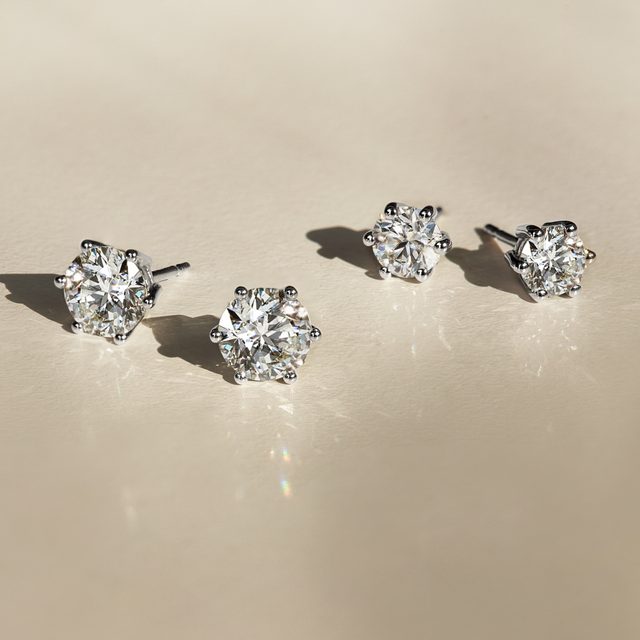 LUXURY 2 CT STUD EARRINGS IN 14K WHITE GOLD - DIAMOND STUD EARRINGS - 