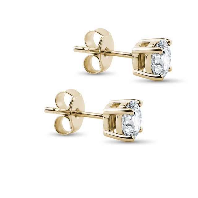 BOUCLES D'OREILLES DE LUXE EN OR JAUNE ET DIAMANT 1 CT - PUCES D'OREILLES EN DIAMANT - 