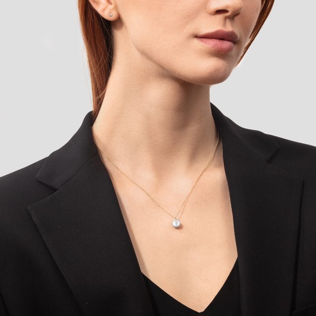 PENDENTIF MINIMALISTE D'OR JAUNE AVEC PERLE - PENDENTIFS EN PERLES - 