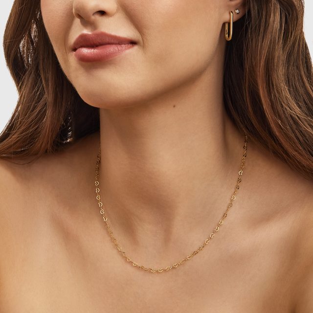 HEART LINK GOLD CHAIN - GOLD CHAINS - 