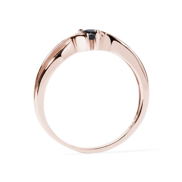 BAGUE EN OR ROSE AVEC UN DIAMANT NOIR - BAGUES DE FIANÇAILLES AVEC DIAMANTS DE COULEUR - 