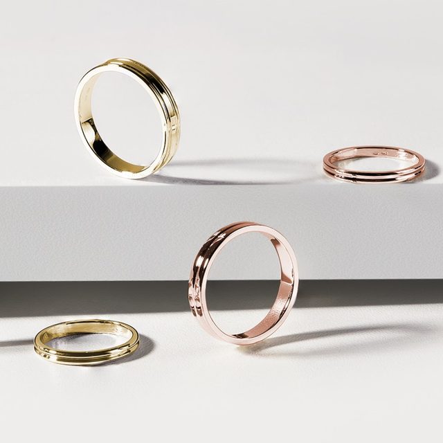 ALLIANCE SEMI-ARRONDIE POUR FEMME EN OR ROSE, AVEC RAINURE - ALLIANCES DE MARIAGE FEMMES - 