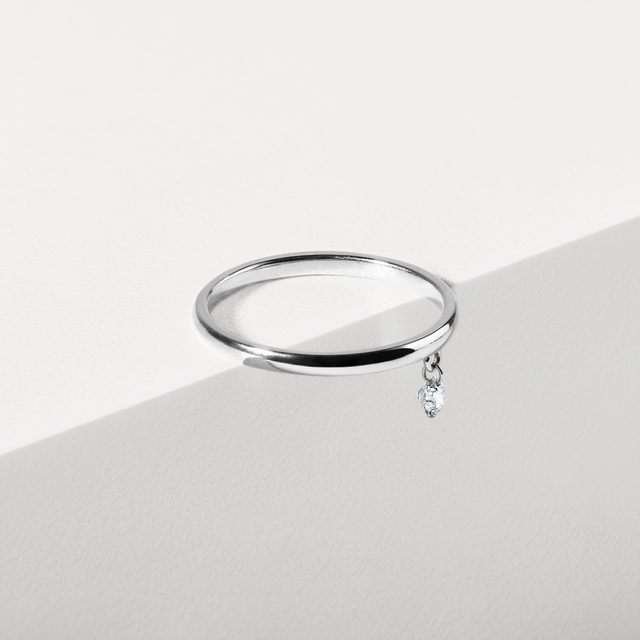 BAGUE DÉLICATE EN OR BLANC ET DIAMANT DE SYNTHÈSE - BAGUES EN DIAMANT - 