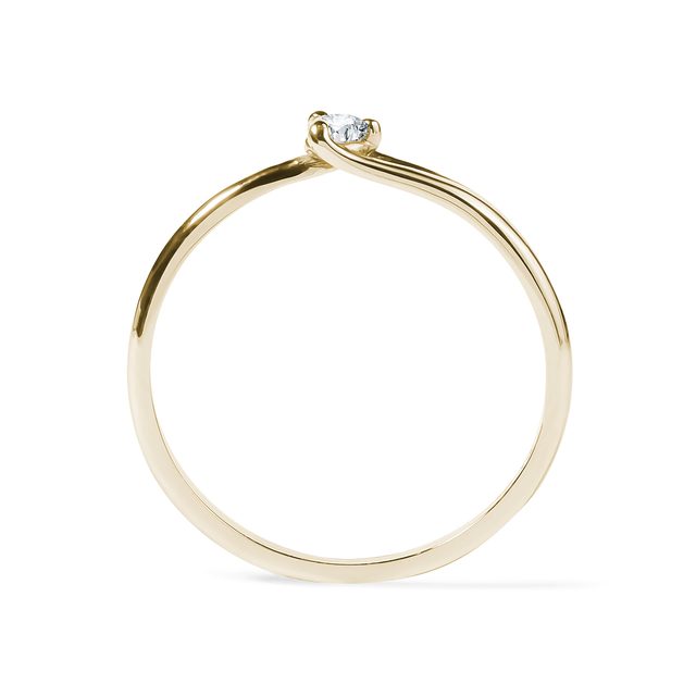 ASYMMETRISCHER GOLDRING MIT DIAMANT IM BRILLANTSCHLIFF - VERLOBUNGSRINGE MIT BRILLANT - 