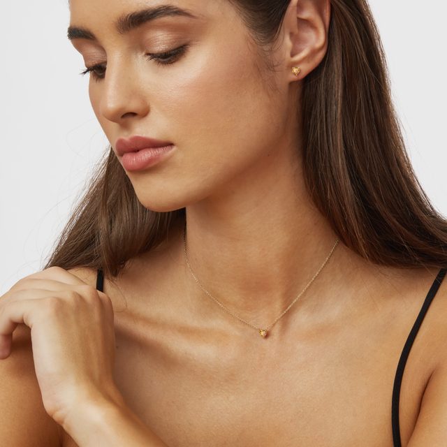 PUCES D'OREILLES EN OR BLANC AVEC CITRINES TAILLE CŒUR - BOUCLES D'OREILLES EN CITRINE - 