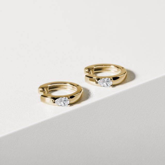 OHRRINGE MIT DIAMANTTROPFEN IN GELBGOLD - OHRRINGE DIAMANT - 