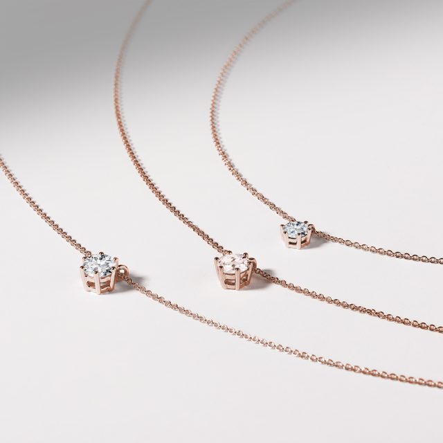 NÁHRDELNÍK Z RUŽOVÉHO 14K ZLATA S 1CT DIAMANTOM - NÁHRDELNÍKY S DIAMANTMI - 