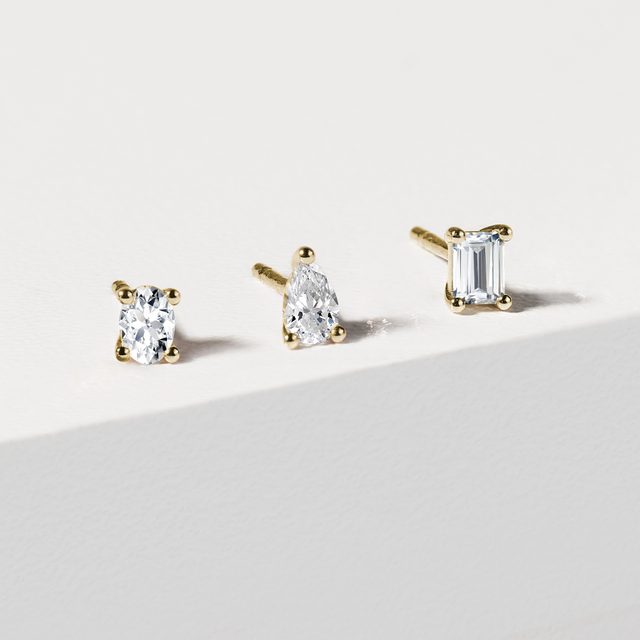 EINZELNER OHRRING MIT SMARAGD DIAMANT IN 14KT GELBGOLD - EINZELNE OHRRINGE - 