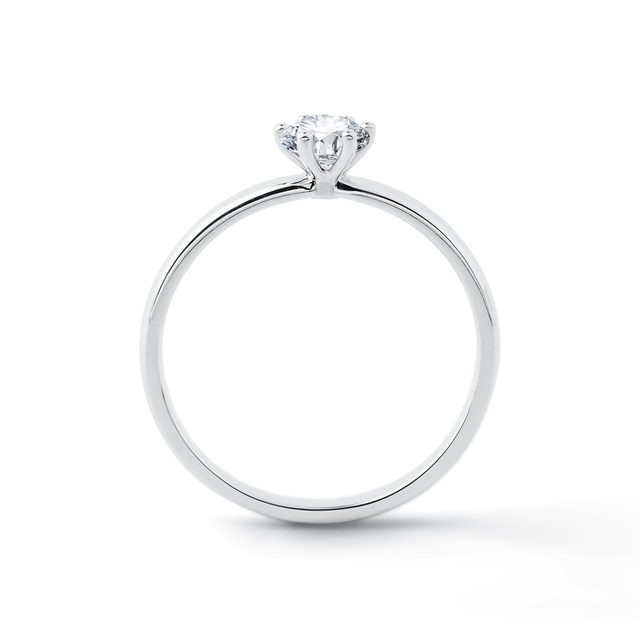 KLASYCZNY PIERŚCIONEK ZARĘCZYNOWY: BIAŁE ZŁOTO I DIAMENT - PIERŚCIONKI ZARĘCZYNOWE Z BRYLANTEM - 