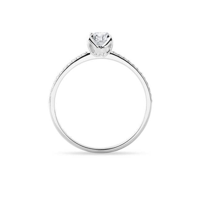 BAGUE DE FIANÇAILLES DÉLICATE EN OR BLANC AVEC DIAMANTS - BAGUES DE FIANÇAILLES EN DIAMANT - 
