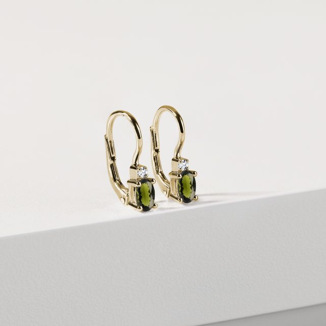 MOLDAGIT OHRRINGE MIT DIAMANTEN - OHRRINGE MIT MOLDAVIT - 