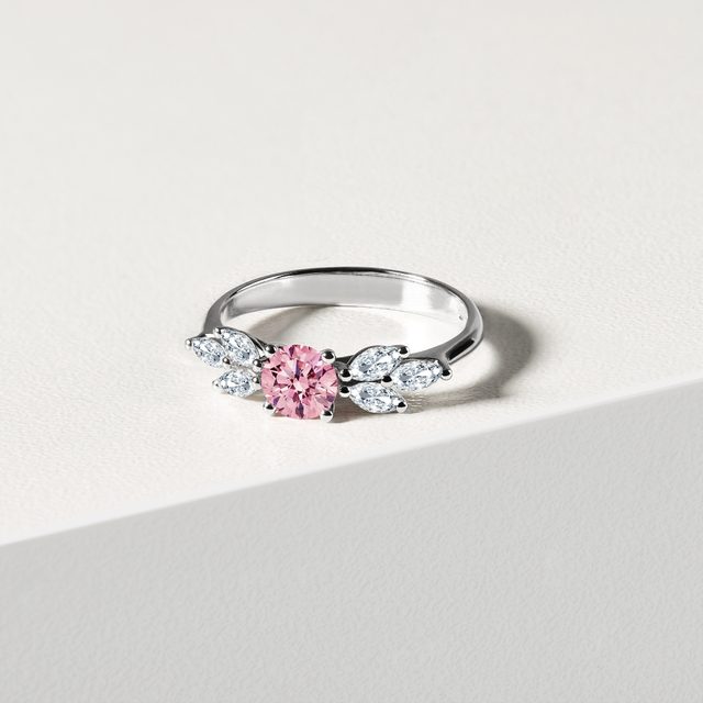 WHITE GOLD PINK DIAMOND ENGAGEMENT RING - RINGS WITH LAB-GROWN DIAMONDS - 