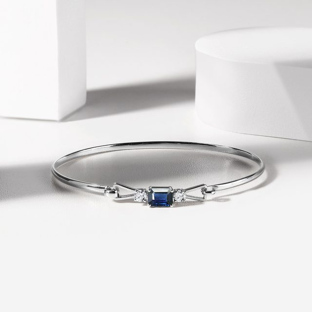 LUXURY SAPPHIRE AND DIAMOND BRACELET IN WHITE GOLD - GEMSTONE BRACELETS - 