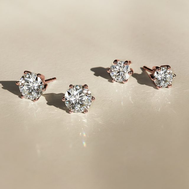 LUXUS OHRRINGE AUS ROSÉGOLD - OHRSTECKER DIAMANT - 