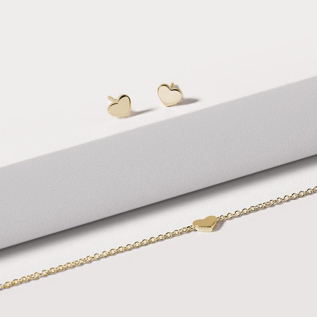 KINDERARMBAND MIT HERZ AUS GELBGOLD - KINDER ARMBÄNDER - 