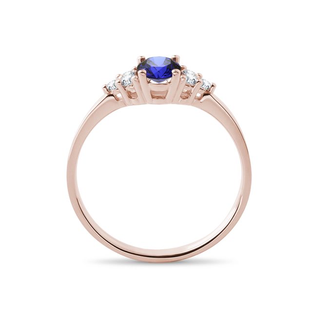 RING WITH SAPPHIRE AND DIAMONDS IN ROSE GOLD - SAPPHIRE ENGAGEMENT RINGS - 