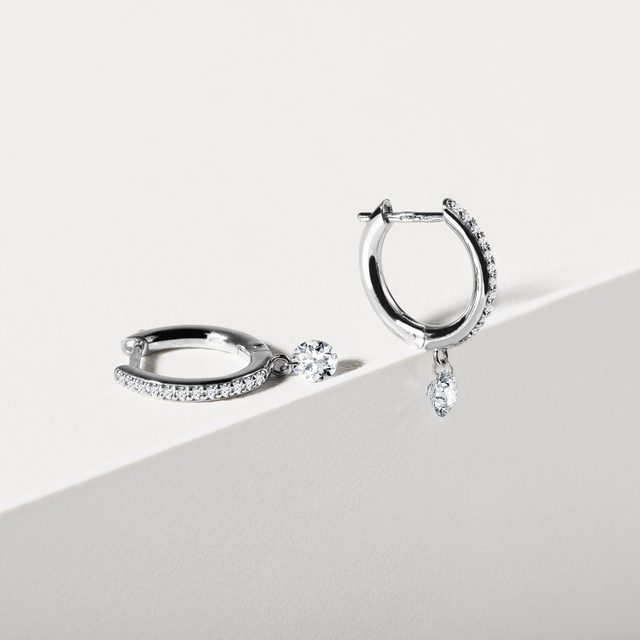 NÁUŠNICE Z BIELEHO ZLATA S LAB GROWN DIAMANTOM - NÁUŠNICE DIAMANTY - 