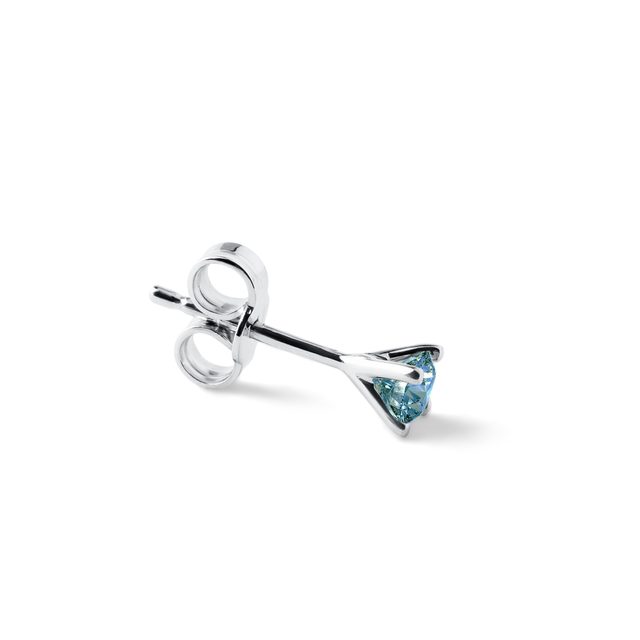 EIN OHRRING AUS WEISSGOLD MIT BLAUEM DIAMANTEN - EINZELNE OHRRINGE - 