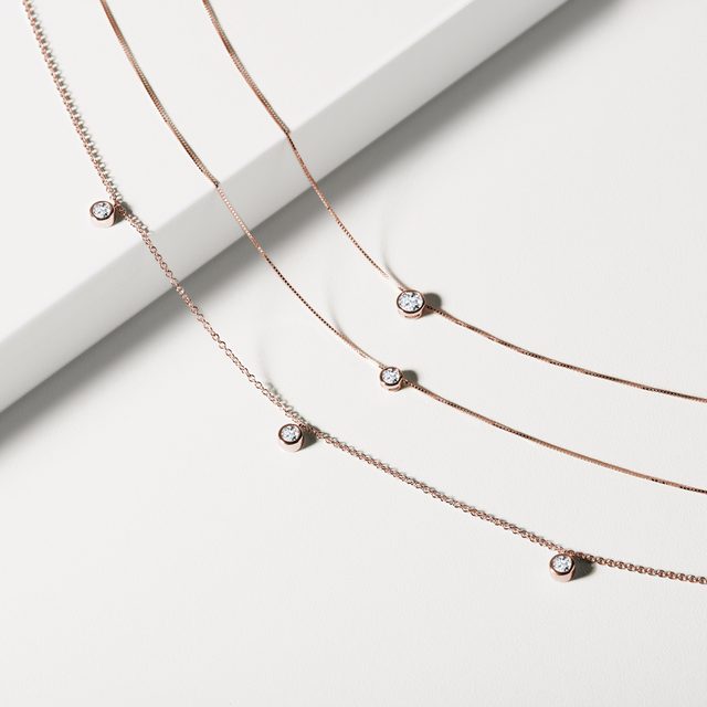 PENDENTIF ÉLÉGANT EN OR ROSE ET DIAMANT - COLLIERS AVEC DIAMANTS - 