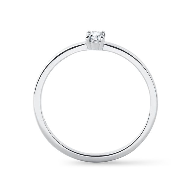 PRSTEN Z BÍLÉHO ZLATA S DIAMANTEM V BRUSU OVÁL - DIAMANTOVÉ ZÁSNUBNÍ PRSTENY - 