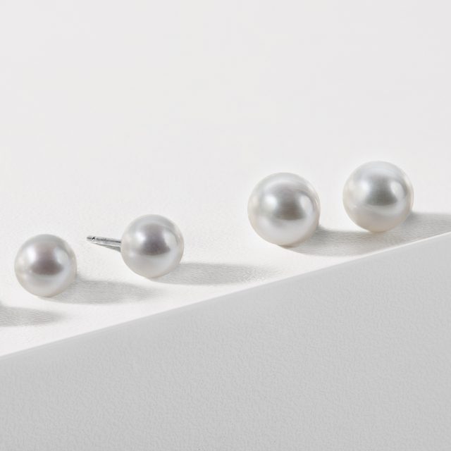 KOLCZYKI Z BIAŁEGO ZŁOTA Z PERŁAMI AKOYA 7,5-8 MM - KOLCZYKI Z PERŁAMI - 