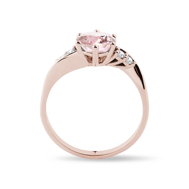 PRSTÝNEK S MORGANITEM A BRILIANTY V RŮŽOVÉM ZLATĚ - PRSTENY S MORGANITEM - 