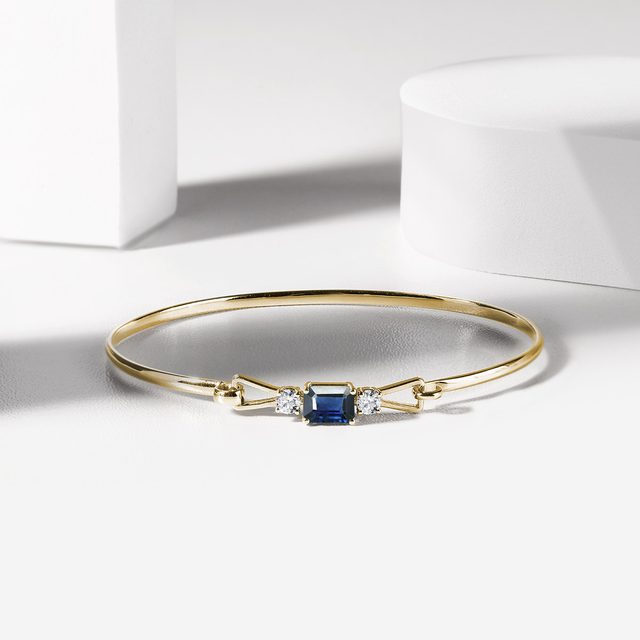 SAPPHIRE AND DIAMOND BRACELET IN YELLOW GOLD - GEMSTONE BRACELETS - 