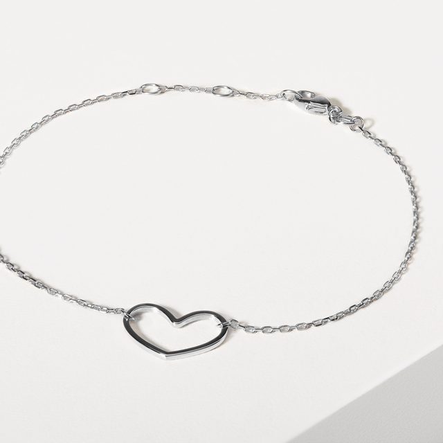 BRACELET WITH HEART IN WHITE GOLD - WHITE GOLD BRACELETS - 