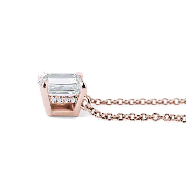 COLLIER EN OR ROSE ET DIAMANT DE SYNTHÈSE TAILLE PRINCESSE - COLLIERS AVEC DIAMANTS - 