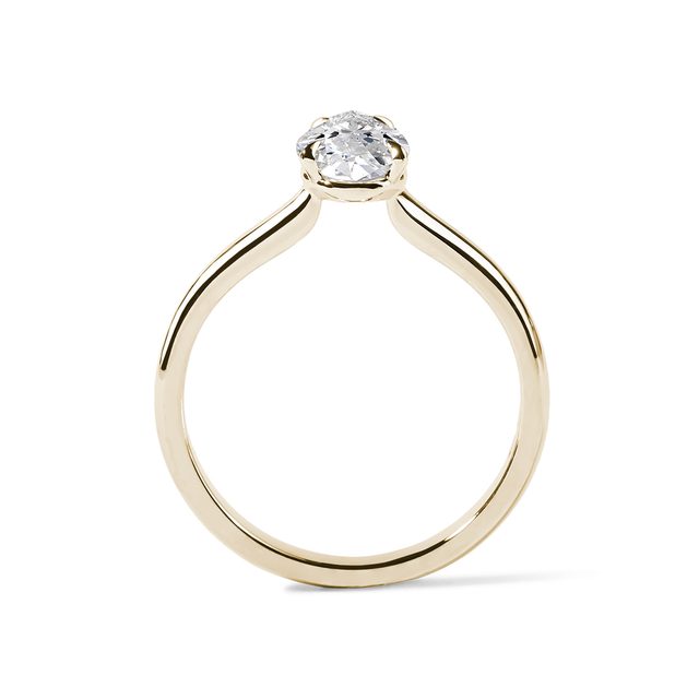 ANNEAU D'OR AVEC LG DIAMOND DROP - BAGUES AVEC DIAMANTS DE SYNTHÈSE - 