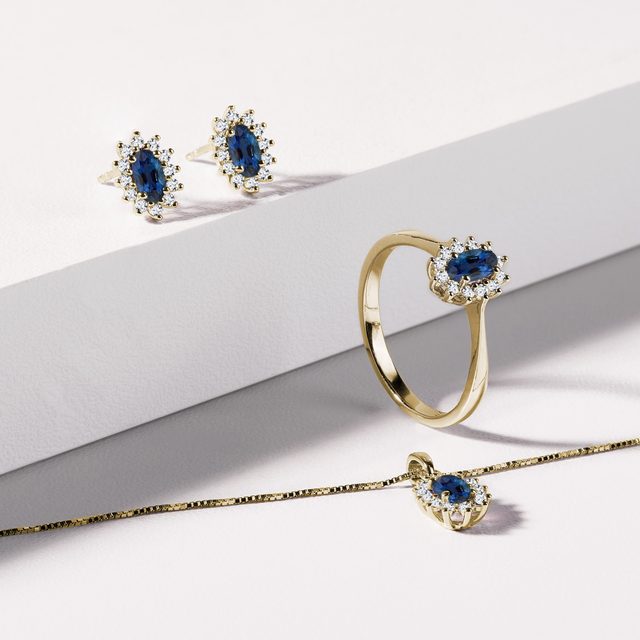 SAPPHIRE AND DIAMOND NECKLACE - SAPPHIRE NECKLACES - 