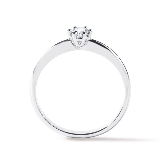 THIN BAND WHITE GOLD DIAMOND ENGAGEMENT RING - BRILLIANT CUT DIAMOND ENGAGEMENT RINGS - 