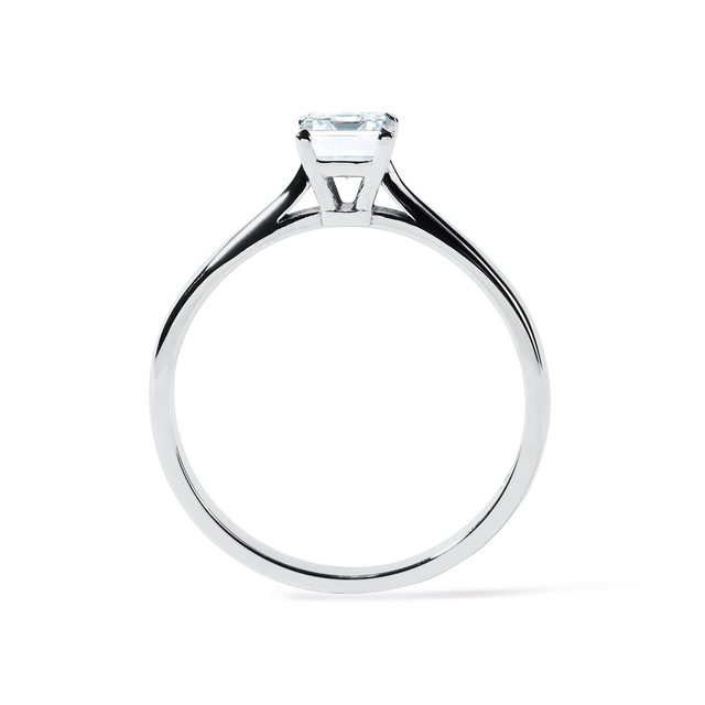 PRSTEN Z BÍLÉHO ZLATA S DIAMANTEM V BRUSU PRINCESS - DIAMANTOVÉ ZÁSNUBNÍ PRSTENY - 