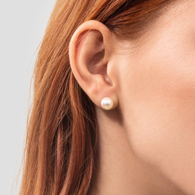 PECKY ZE ŽLUTÉHO ZLATA S PERLOU AKOYA - PERLOVÉ NÁUŠNICE - 